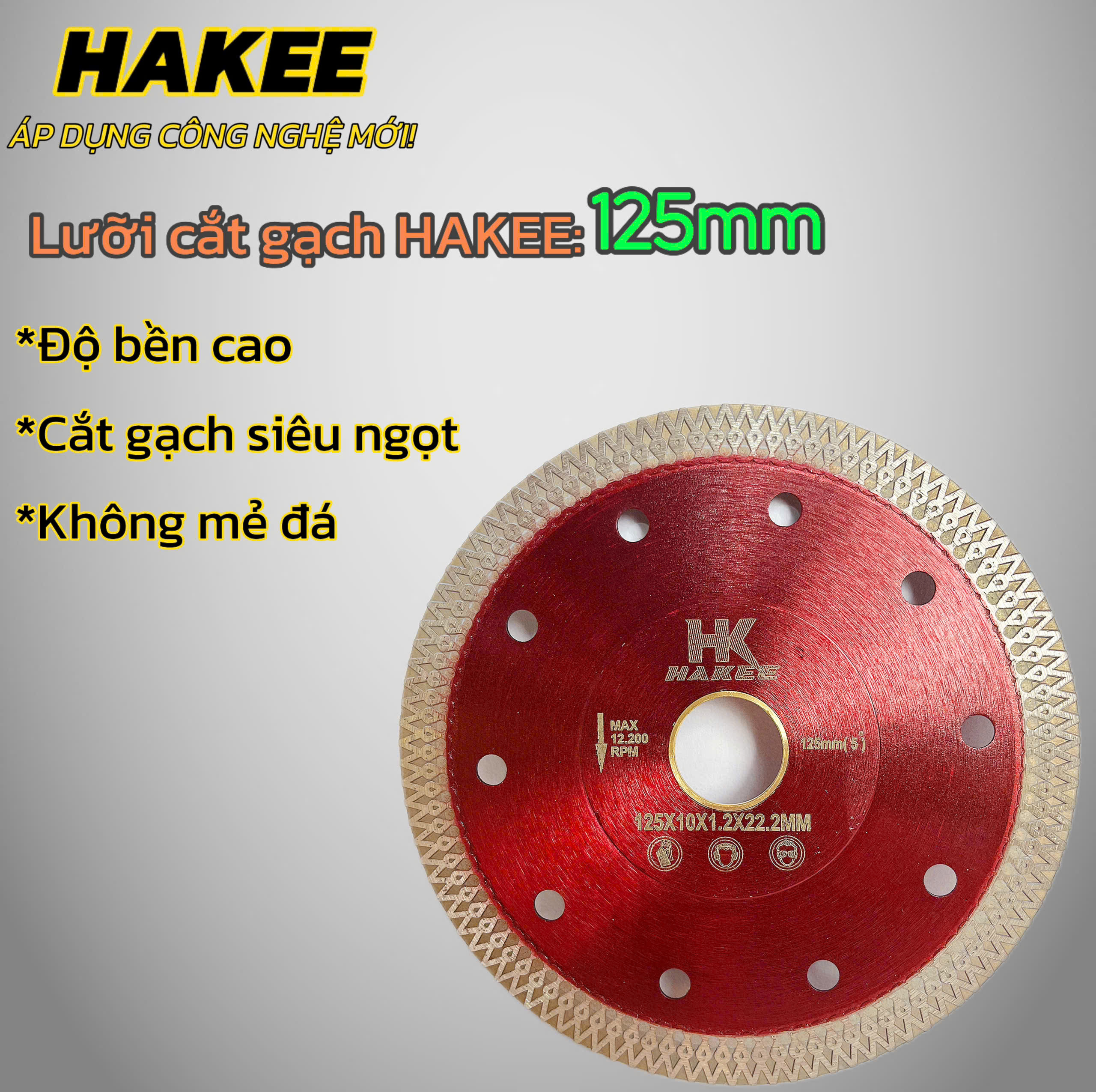 LƯỠI CẮT GẠCH HAKEE 125MM CHÍNH HÃNG, LOGO IN CHÌM